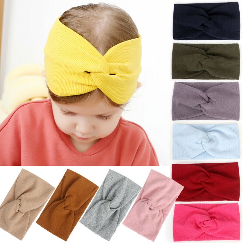 2020 Baby Stuff Accessories Kids Girl Boy Baby Headband Toddler Lace Cross Hair Band Headwear Solid Elastic Headwear Props