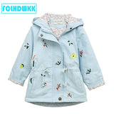 2020 Spring Autumn Girls Windbreaker Coat Jackets Baby Kids Flower Embroidery Hooded Outwear For Baby Kids Coats Jacket Clothing