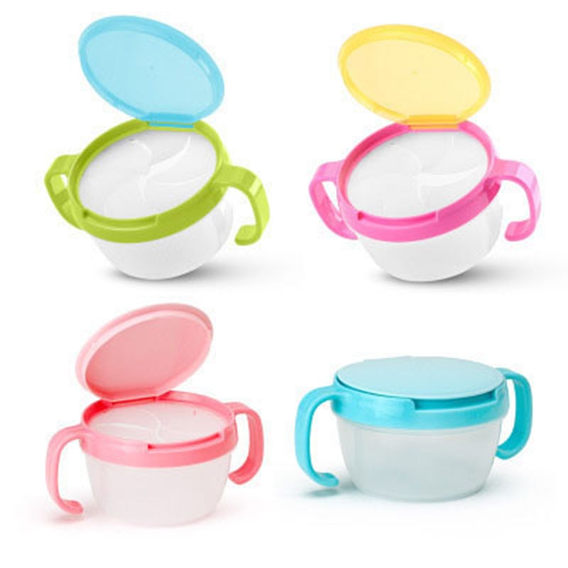 Baby Snacks Bowl Children Kids Food Storage Dishes Anti Spill 360 Rotate Baby Solid Feeding Plate Tableware Baby Feeding Stuff