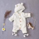 Baby Rompers Long Sleeve Autumn Hooded Toddler Kids Boys Girls Jumpsuits Pajamas Outfits Fashion Solid Knitted Children Clothing