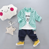 2017 Boys Spring Two Fake Clothing Sets Kids Boys Button Letter Bow Suit Sets Children Jacket + Pants 2 pcs Clothing Set Baby