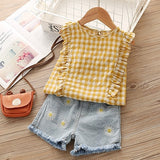 Humor Bear 2020 New Summer Fashion Style Girls Clothing Sets Embroidery Design T-shirt+ Jeans Children Clothes Kids Clothes Sets