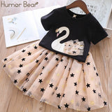 Humor Bear 2020 New Summer Fashion Style Girls Clothing Sets Embroidery Design T-shirt+ Jeans Children Clothes Kids Clothes Sets