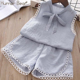 Humor Bear 2020 New Summer Fashion Style Girls Clothing Sets Embroidery Design T-shirt+ Jeans Children Clothes Kids Clothes Sets