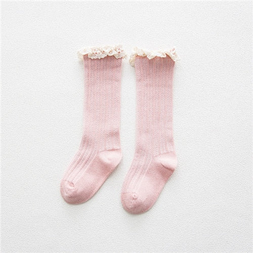 Free Shipping Children's Knee High Socks with Lace Cheap Stuff  Ruffle Socks Kid Princess Girls Baby Leg Warmers Cotton