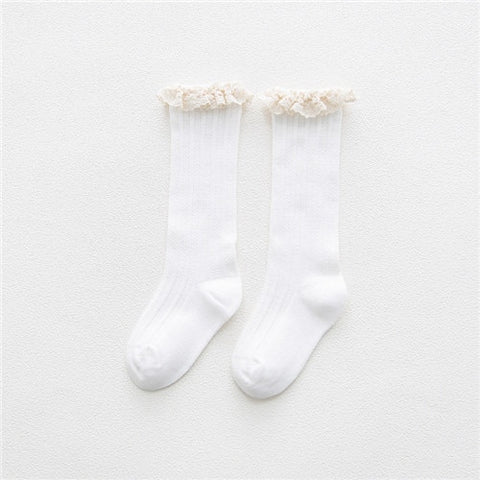 Free Shipping Children's Knee High Socks with Lace Cheap Stuff  Ruffle Socks Kid Princess Girls Baby Leg Warmers Cotton