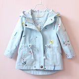 2020 Spring Autumn Girls Windbreaker Coat Jackets Baby Kids Flower Embroidery Hooded Outwear For Baby Kids Coats Jacket Clothing