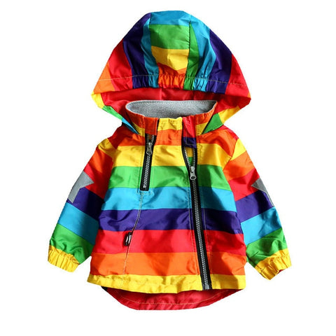 LILIGIRL Boys Girls Rainbow Coat Hooded Sun Water Proof Children's Jacket for Spring Autumn Kids Clothes Clothing Outwear