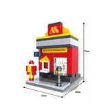 Single Mini City Street Series Food Candy Pizza Ice Cream Shop Bookstore MOC Building Blocks Kids Educational Toys