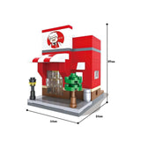 Single Mini City Street Series Food Candy Pizza Ice Cream Shop Bookstore MOC Building Blocks Kids Educational Toys