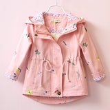 2020 Spring Autumn Girls Windbreaker Coat Jackets Baby Kids Flower Embroidery Hooded Outwear For Baby Kids Coats Jacket Clothing