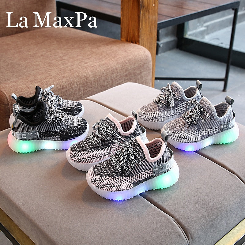 2020 New Baby Flashing Lights Sneakers Toddler Little Kid LED Sneakers Children Luminous Shoes Boys Girls Sport Running Shoes