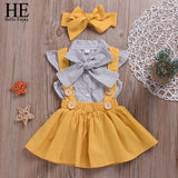 HE Hello Enjoy Girls Clothing Sets Girl Polka Dot Bowknot sleeveless Tops Suspender Princess Skirt Baby Girls Suits Kids Clothes