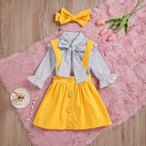 HE Hello Enjoy Girls Clothing Sets Girl Polka Dot Bowknot sleeveless Tops Suspender Princess Skirt Baby Girls Suits Kids Clothes