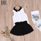 HE Hello Enjoy Girls Clothing Sets Girl Polka Dot Bowknot sleeveless Tops Suspender Princess Skirt Baby Girls Suits Kids Clothes