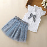 HE Hello Enjoy Girls Clothing Sets Girl Polka Dot Bowknot sleeveless Tops Suspender Princess Skirt Baby Girls Suits Kids Clothes