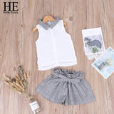 HE Hello Enjoy Girls Clothing Sets Girl Polka Dot Bowknot sleeveless Tops Suspender Princess Skirt Baby Girls Suits Kids Clothes