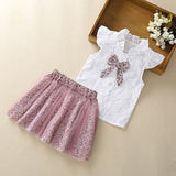 HE Hello Enjoy Girls Clothing Sets Girl Polka Dot Bowknot sleeveless Tops Suspender Princess Skirt Baby Girls Suits Kids Clothes