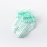 Lace Ruffle Socks Children Breathable Cotton Mesh Baby Girl Ankle Short Socks Cheap Stuff Solid Color Princess Kids Sock Toddler