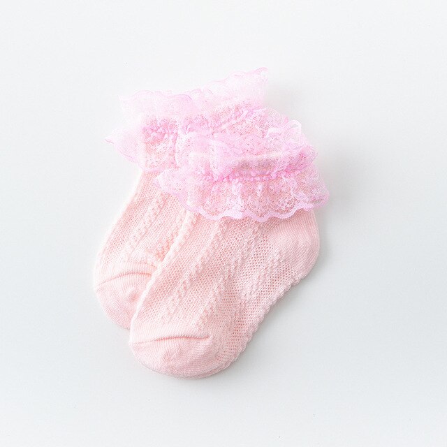 Lace Ruffle Socks Children Breathable Cotton Mesh Baby Girl Ankle Short Socks Cheap Stuff Solid Color Princess Kids Sock Toddler