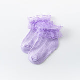 Lace Ruffle Socks Children Breathable Cotton Mesh Baby Girl Ankle Short Socks Cheap Stuff Solid Color Princess Kids Sock Toddler