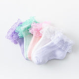 Lace Ruffle Socks Children Breathable Cotton Mesh Baby Girl Ankle Short Socks Cheap Stuff Solid Color Princess Kids Sock Toddler