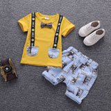 2020 Summer Children Baby Boys Cotton Clothes Infant Outfits Kid Gentleman Bowknot Tie T-Shirt 2pcs/Set Toddler Fashion Clothing