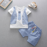 2020 Summer Children Baby Boys Cotton Clothes Infant Outfits Kid Gentleman Bowknot Tie T-Shirt 2pcs/Set Toddler Fashion Clothing