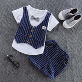 2020 Summer Children Baby Boys Cotton Clothes Infant Outfits Kid Gentleman Bowknot Tie T-Shirt 2pcs/Set Toddler Fashion Clothing