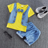 2020 Summer Children Baby Boys Cotton Clothes Infant Outfits Kid Gentleman Bowknot Tie T-Shirt 2pcs/Set Toddler Fashion Clothing