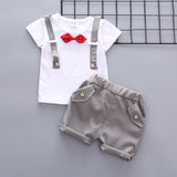 2020 Summer Children Baby Boys Cotton Clothes Infant Outfits Kid Gentleman Bowknot Tie T-Shirt 2pcs/Set Toddler Fashion Clothing