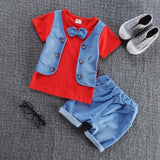 2020 Summer Children Baby Boys Cotton Clothes Infant Outfits Kid Gentleman Bowknot Tie T-Shirt 2pcs/Set Toddler Fashion Clothing