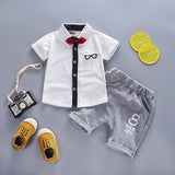 2020 Summer Children Baby Boys Cotton Clothes Infant Outfits Kid Gentleman Bowknot Tie T-Shirt 2pcs/Set Toddler Fashion Clothing