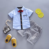 2020 Summer Children Baby Boys Cotton Clothes Infant Outfits Kid Gentleman Bowknot Tie T-Shirt 2pcs/Set Toddler Fashion Clothing