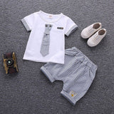 2020 Summer Children Baby Boys Cotton Clothes Infant Outfits Kid Gentleman Bowknot Tie T-Shirt 2pcs/Set Toddler Fashion Clothing