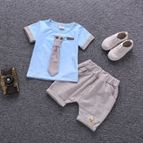 2020 Summer Children Baby Boys Cotton Clothes Infant Outfits Kid Gentleman Bowknot Tie T-Shirt 2pcs/Set Toddler Fashion Clothing