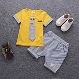 2020 Summer Children Baby Boys Cotton Clothes Infant Outfits Kid Gentleman Bowknot Tie T-Shirt 2pcs/Set Toddler Fashion Clothing