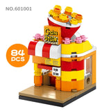 Single Mini City Street Series Food Candy Pizza Ice Cream Shop Bookstore MOC Building Blocks Kids Educational Toys