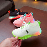 New Children Luminous Shoes Boys Girls Letter Sport Run Sneakers Casual Shoes Fashion Kids Mesh Sport Girl Led Light Shoes