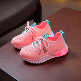 New Children Luminous Shoes Boys Girls Letter Sport Run Sneakers Casual Shoes Fashion Kids Mesh Sport Girl Led Light Shoes