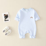 Newborn Infant Kid Baby Boy Girls Long Sleeve Romper Jumpsuit Clothes Outfits Warm Pure Color Cute Lovely Rainbow Clothing