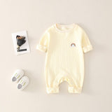 Newborn Infant Kid Baby Boy Girls Long Sleeve Romper Jumpsuit Clothes Outfits Warm Pure Color Cute Lovely Rainbow Clothing