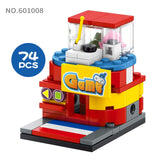 Single Mini City Street Series Food Candy Pizza Ice Cream Shop Bookstore MOC Building Blocks Kids Educational Toys