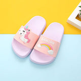 Unicorn Slippers for Boy Girl Rainbow Shoes 2019 Summer Todder Animal Kids Indoor Baby Slippers PVC Cartoon Kids Slippers