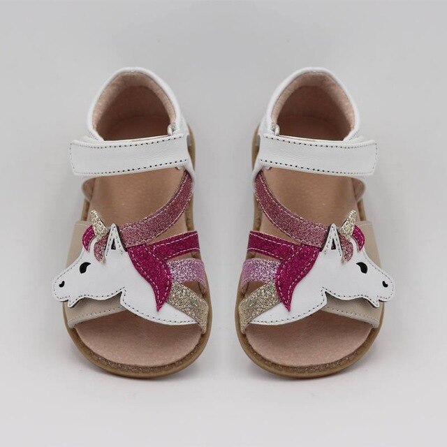 TipsieToes Top Brand Unicorns Soft Leather In Summer New Girls Children Barefoot Shoes Kids Sandals Baby Toddler 1-12 years old