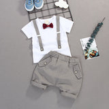 Summer Kids Boys Bow Clothes Sets Baby Gentleman High Qulity Short T shirt + Pants Toddler Boy Clothing Casual Kids Outfits Baby