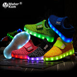 Size 25-37 Kids Led USB Recharge Glowing Shoes Children's Hook Loop Shoes Children's Glowing Sneakers Kids Led Luminous Shoes