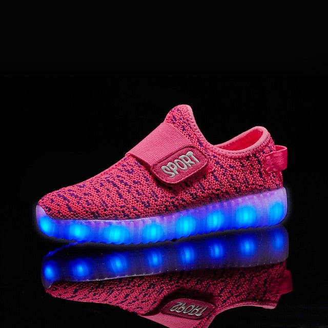 Size 25-37 Kids Led USB Recharge Glowing Shoes Children's Hook Loop Shoes Children's Glowing Sneakers Kids Led Luminous Shoes