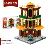 Single Mini City Street Series Food Candy Pizza Ice Cream Shop Bookstore MOC Building Blocks Kids Educational Toys