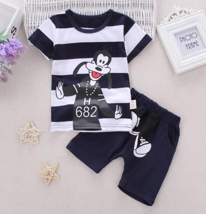 2019 Summer Boys Clothing Set Cartoon Mickey Baby boy Children Short Sleeve T-shirt and Jeans 2 pcs Kids Clothes Sport Suits